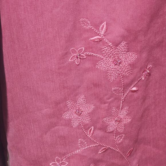 Alfred Dunner Long Sleeve Button Up Embroidered Mauve Size 16P Grannycore - Picture 5 of 9